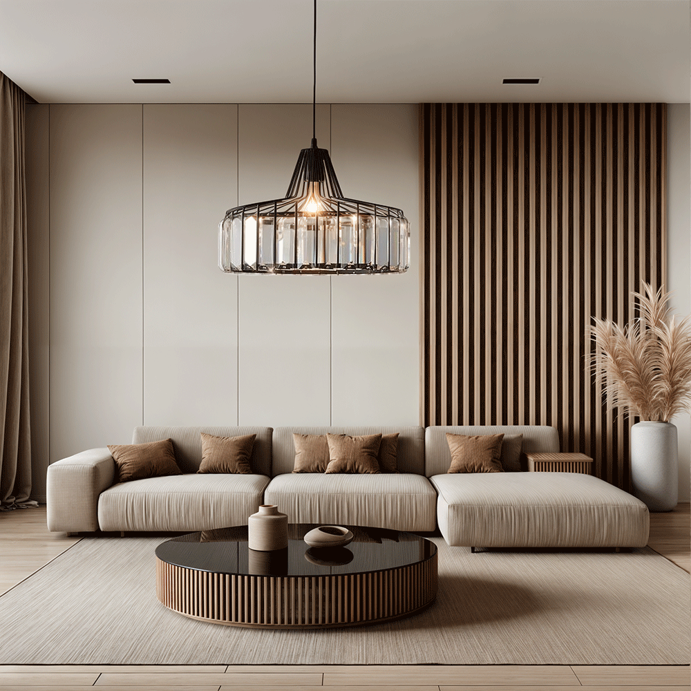 Lyra Crystal Pendant Light With Iron Fixture And Prismatic Glow