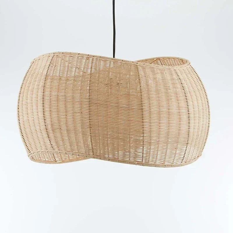 Aurela Bamboo Weave Pendant Light With Faux Sheepskin Shade