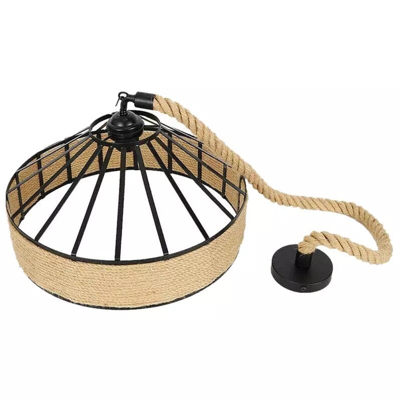 Lyra Hemp Rope Pendant Light With Retro Bar Lampshade