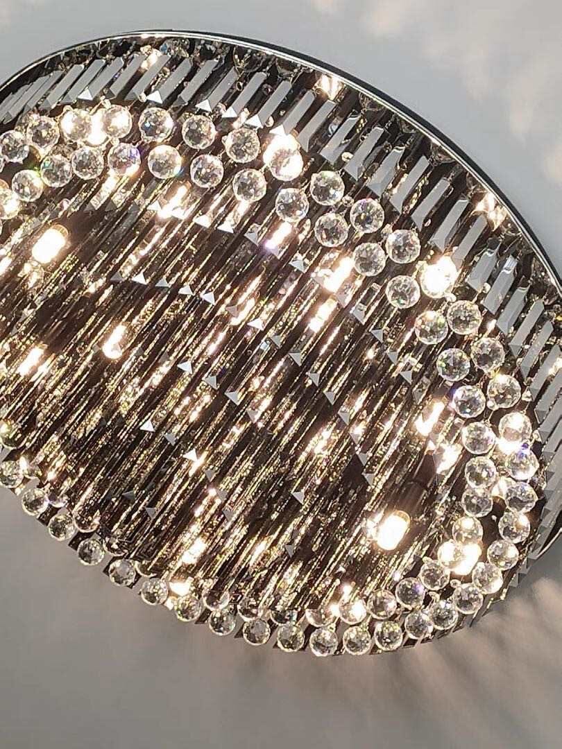 Liora Noir Crystal Chandelier Round Stainless Steel Pendant Light