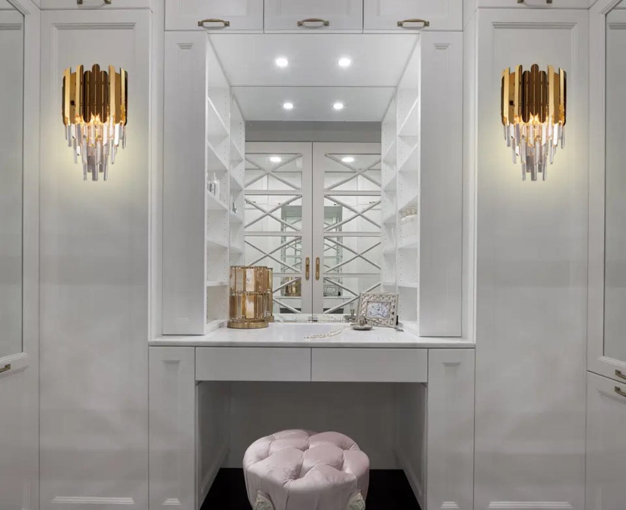 Elara Crystal Wall Lamp With Chrome And Gold Finish Dangling Crystal Bars