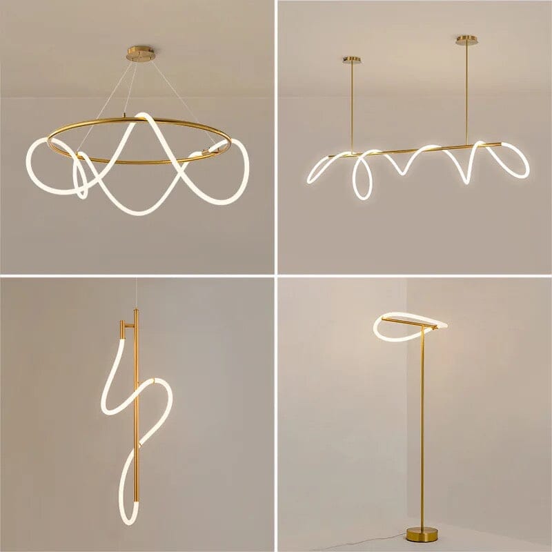 AstraLume Swirl LED Chandelier Collection in Golden Glow