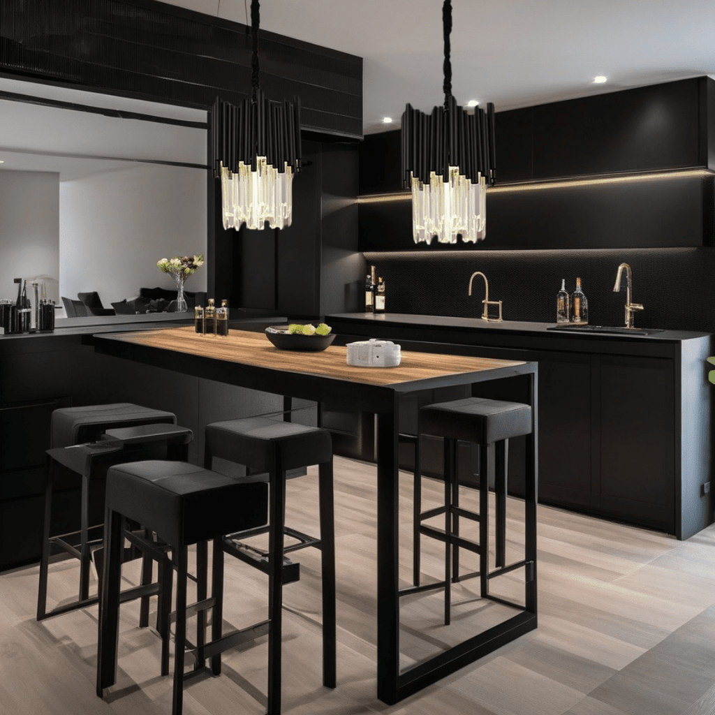 Aurelia Black Crystal Pendant Light in Durable Aluminum