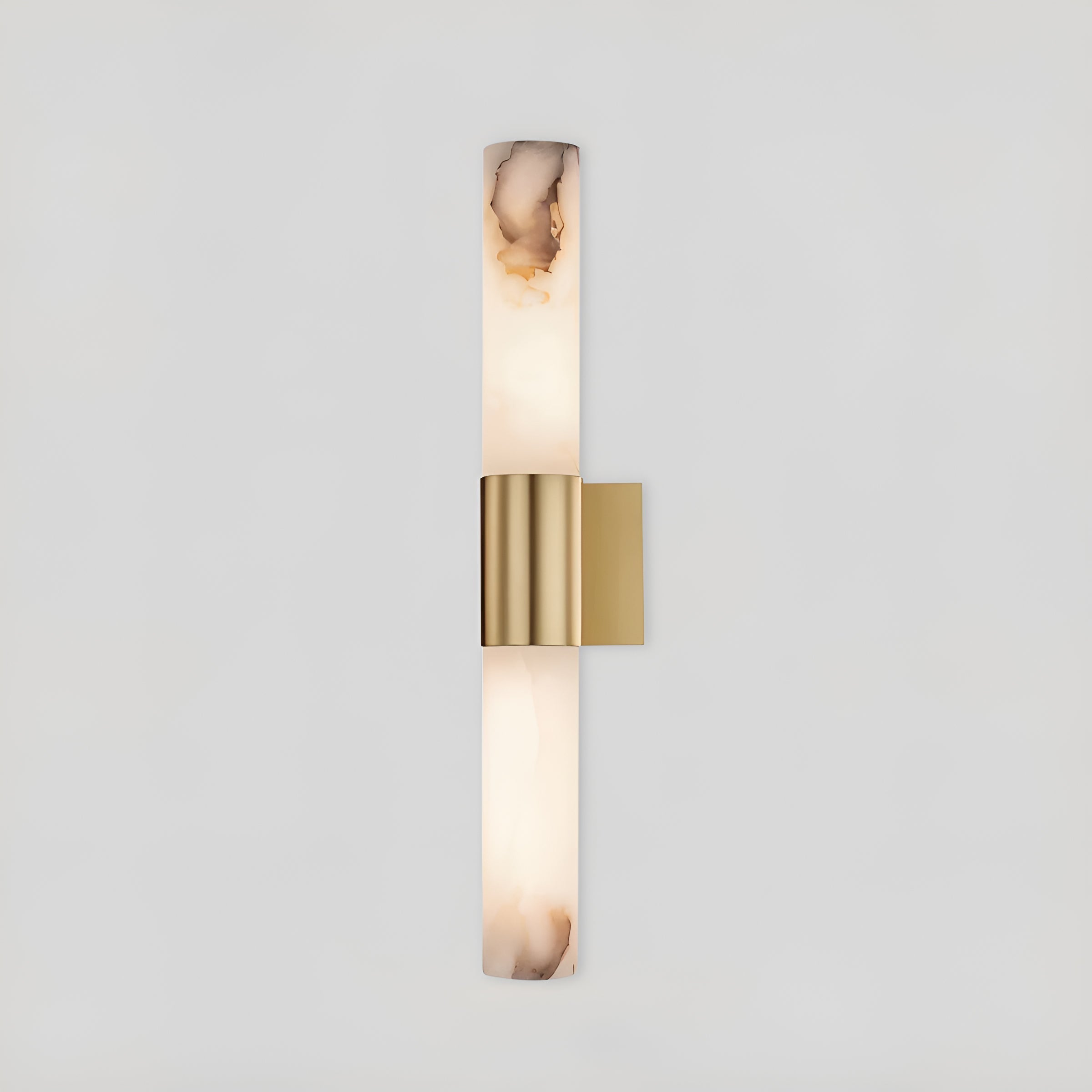 Liora Copper Frame Alabaster Wall Sconce With Marble Detail And Warm Light