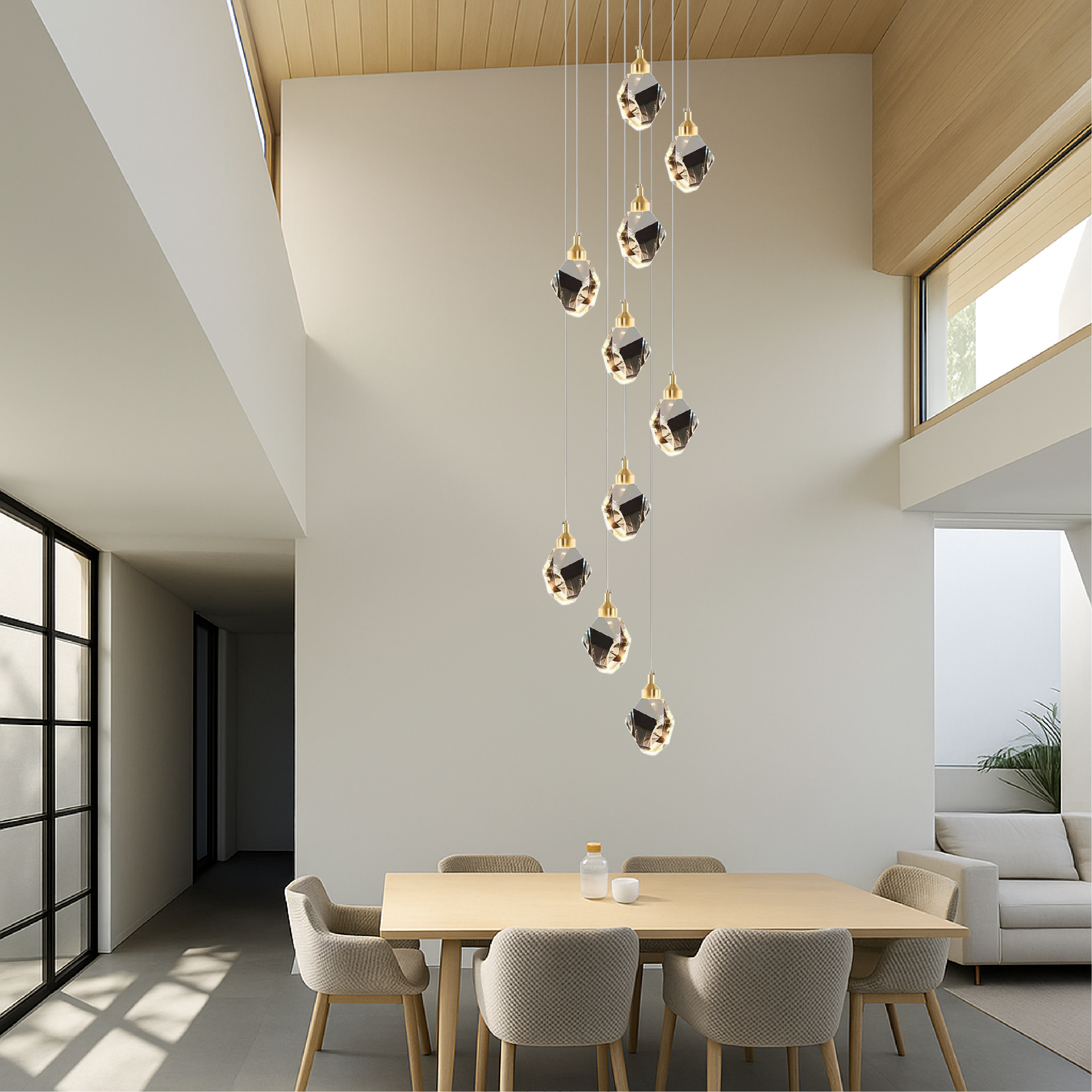 Luminara Crystal Chandelier With 10 Lights For Staircase