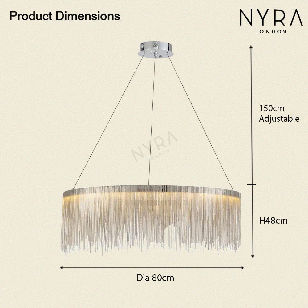 Asterra Nordic runder Quasten-Ketten-Kronleuchter für moderne Innenräume