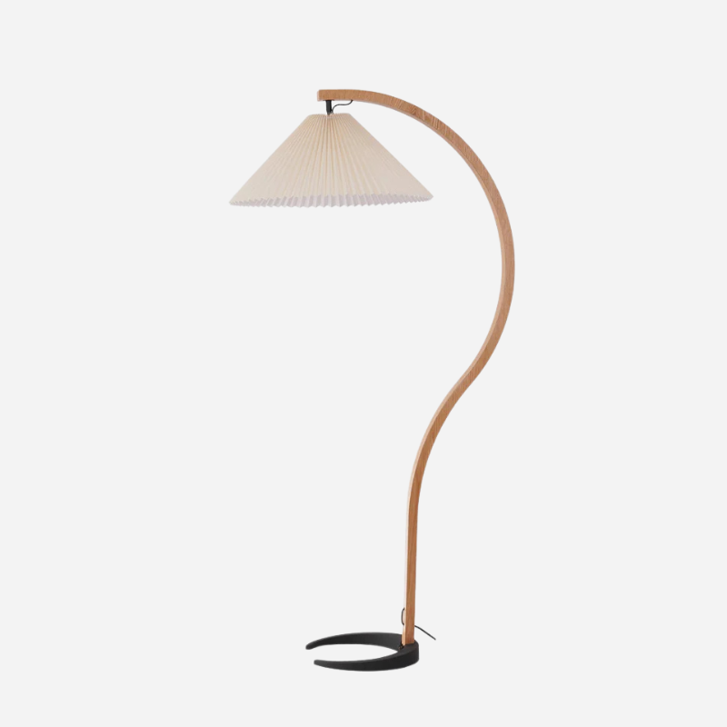 Fernhaven Floor Lamp With Beech Wood Frame And Linen Shade