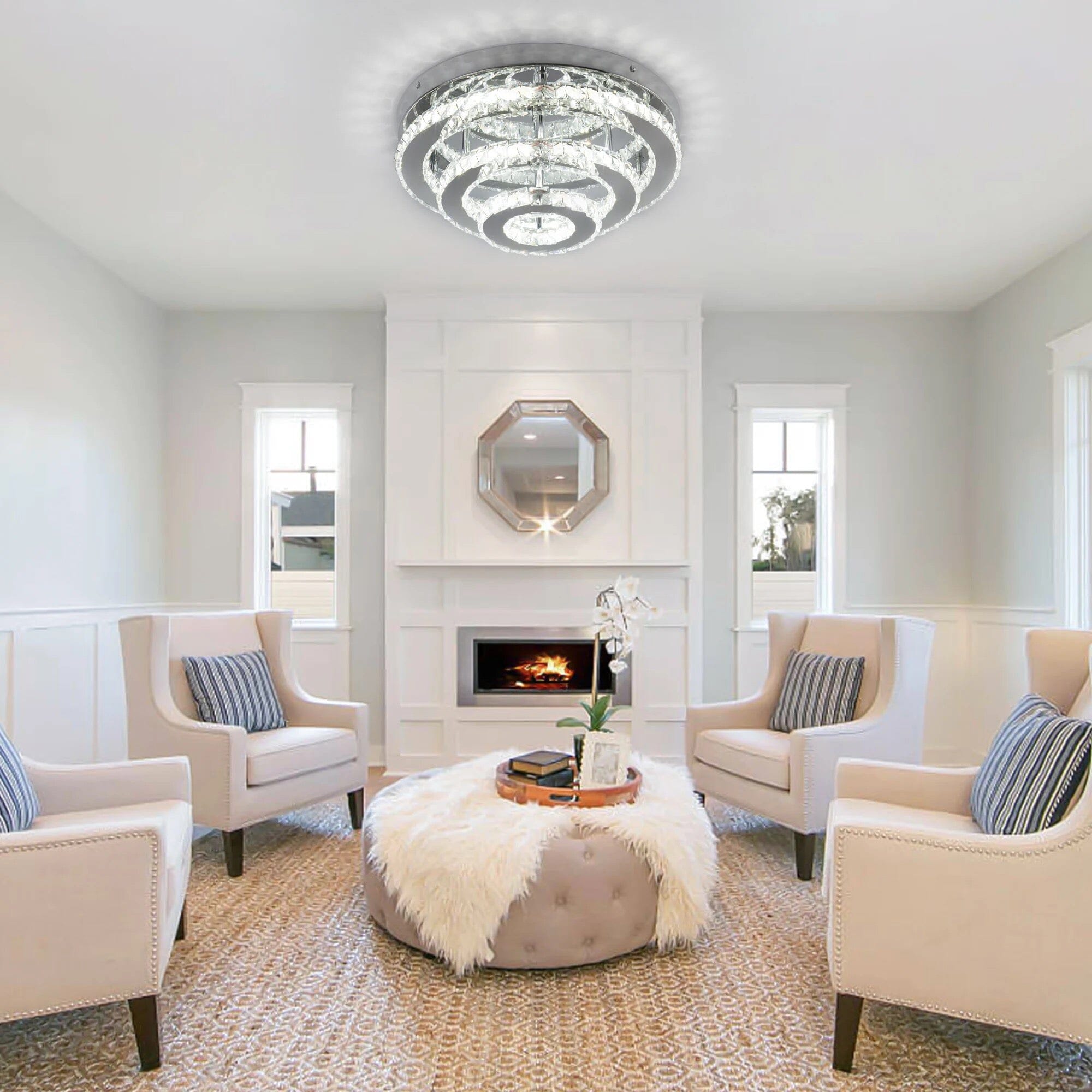 Aurelia Crystal Chrome Ceiling Light Round Chandelier For Elegant Rooms