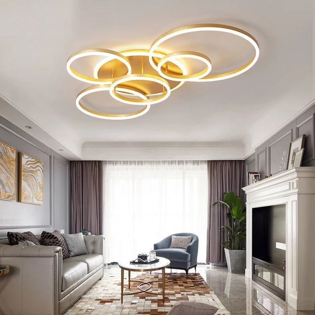 Aurelia Ripple Gold Dimmable Pendant Lamp for Modern Living Rooms