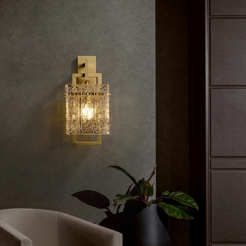 Aurora Copper Glass Led Wall Light With Crystal Accents
