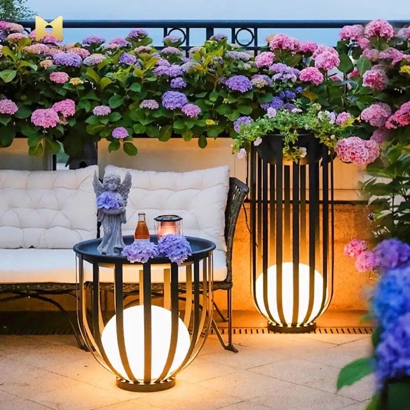 LyraBloom Flower Pot Table Lamp | Solar Outdoor Garden Light