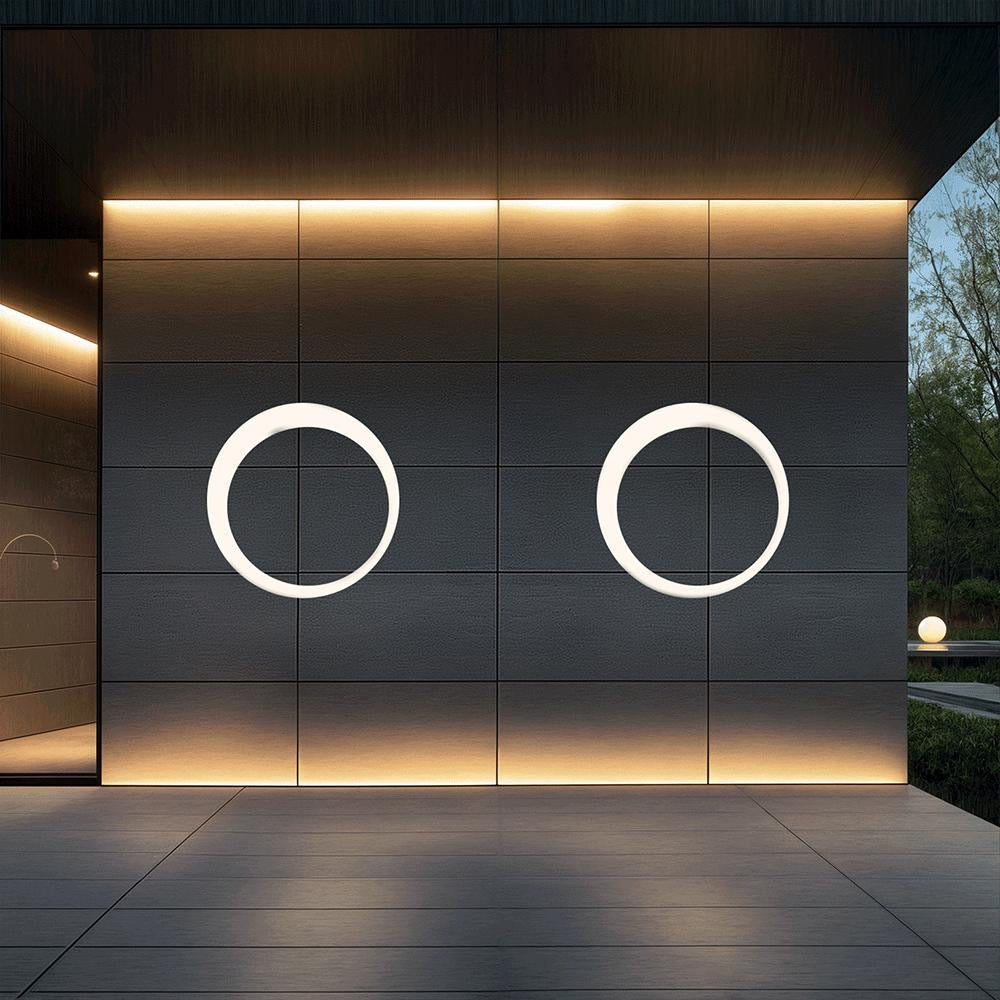 Astraeon Eclipse Outdoor Wall Light Modern Circular Exterior Fixture