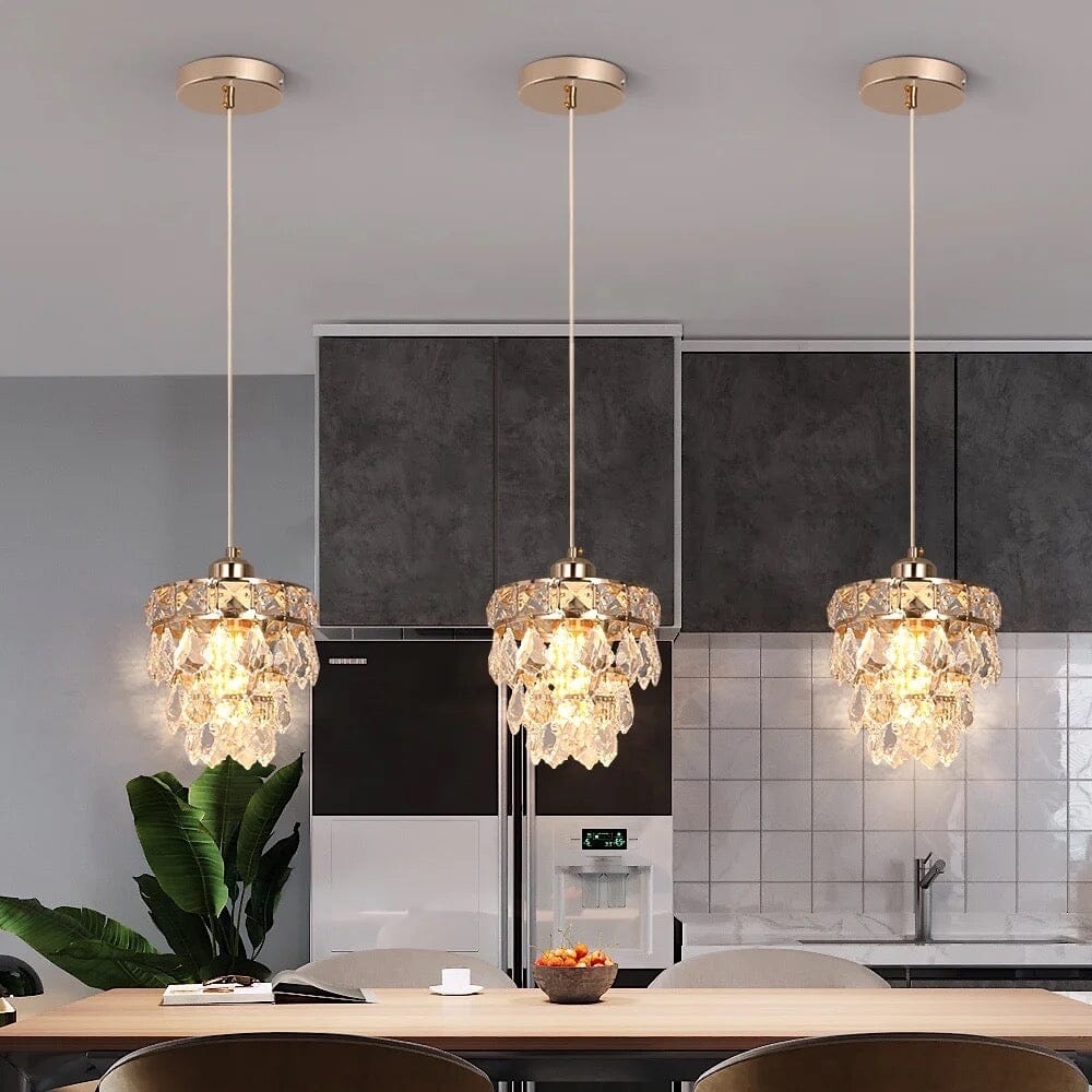 Lyra Crystal Pendant Light With Dual Tier Glass Prisms