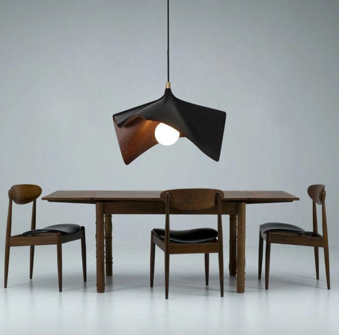 Lámparas colgantes LED de resina negra plegadas con cadena ajustable