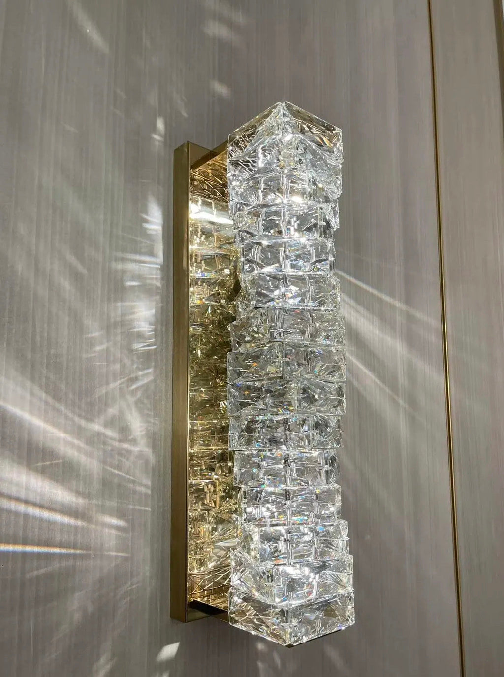 Lyra Wall Lamp in Stainless Steel with Crystal Accents, 3 Color Temperatures
