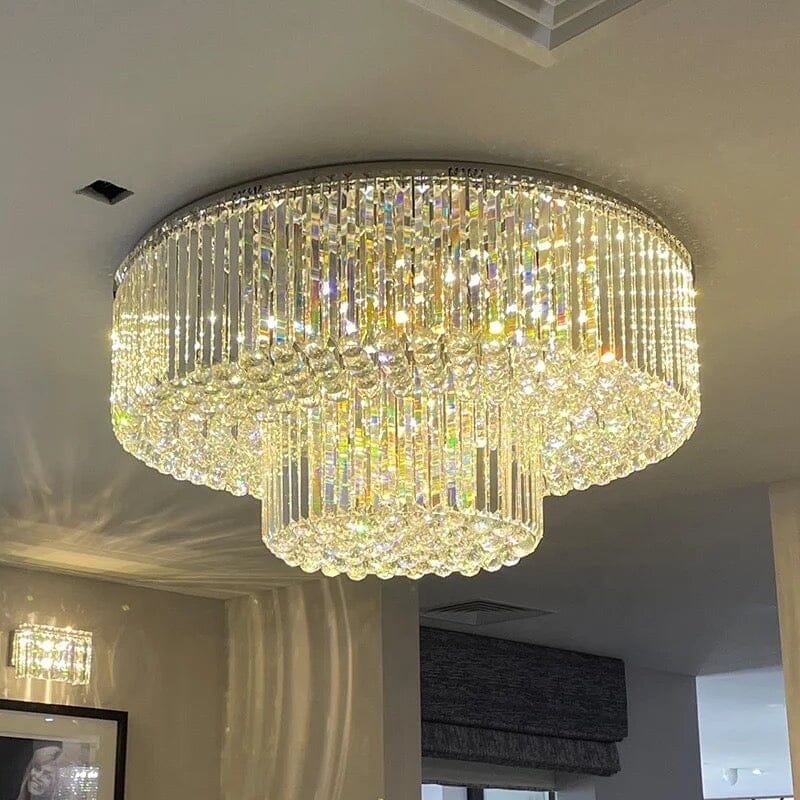Elara Dual-Crystal LED Ceiling Chandelier For Modern Brilliance