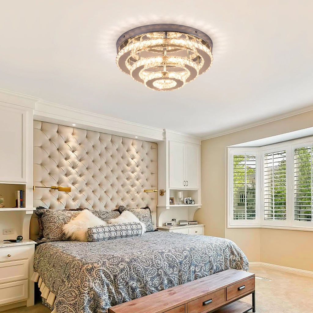 Aurelia Crystal Chrome Ceiling Light Round Chandelier For Elegant Rooms