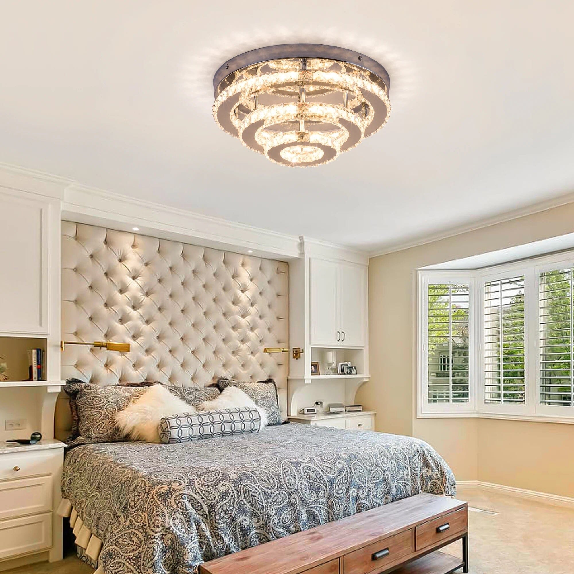 Aurelia Crystal Chrome Ceiling Light Round Chandelier For Elegant Rooms