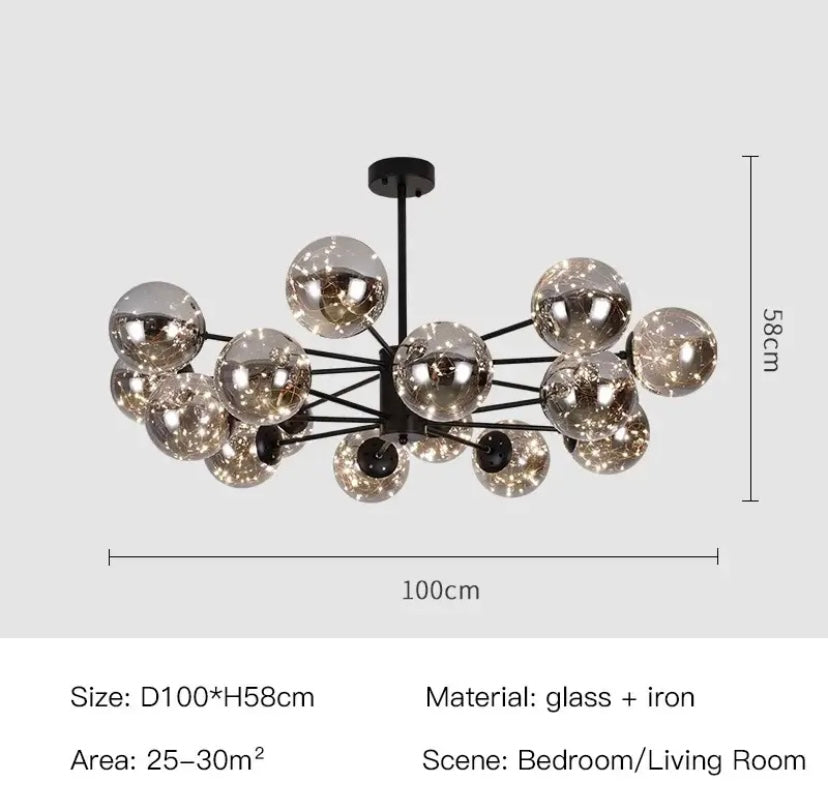 Aurelia Glass Bean Chandelier With Integrated LED Lighting