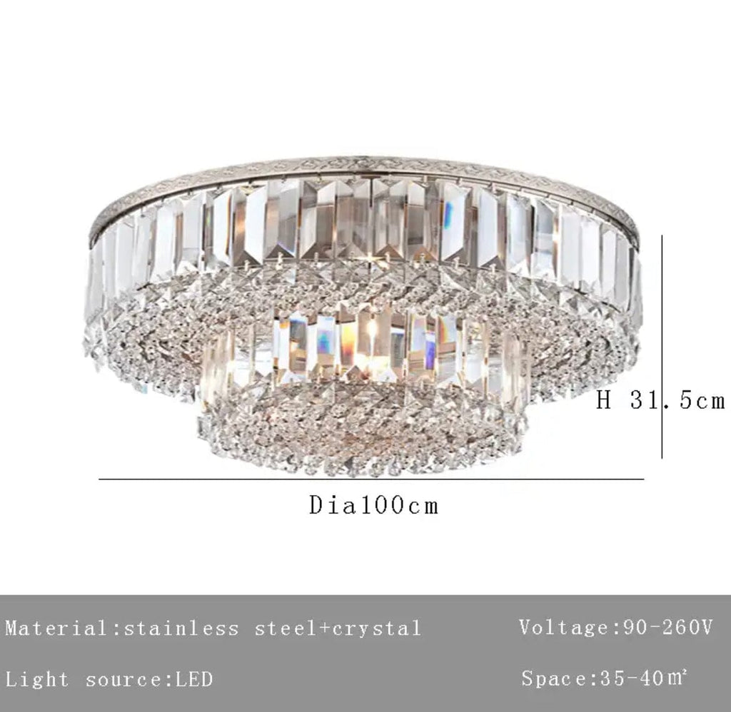 Elara Dual-Crystal LED Ceiling Chandelier For Modern Brilliance
