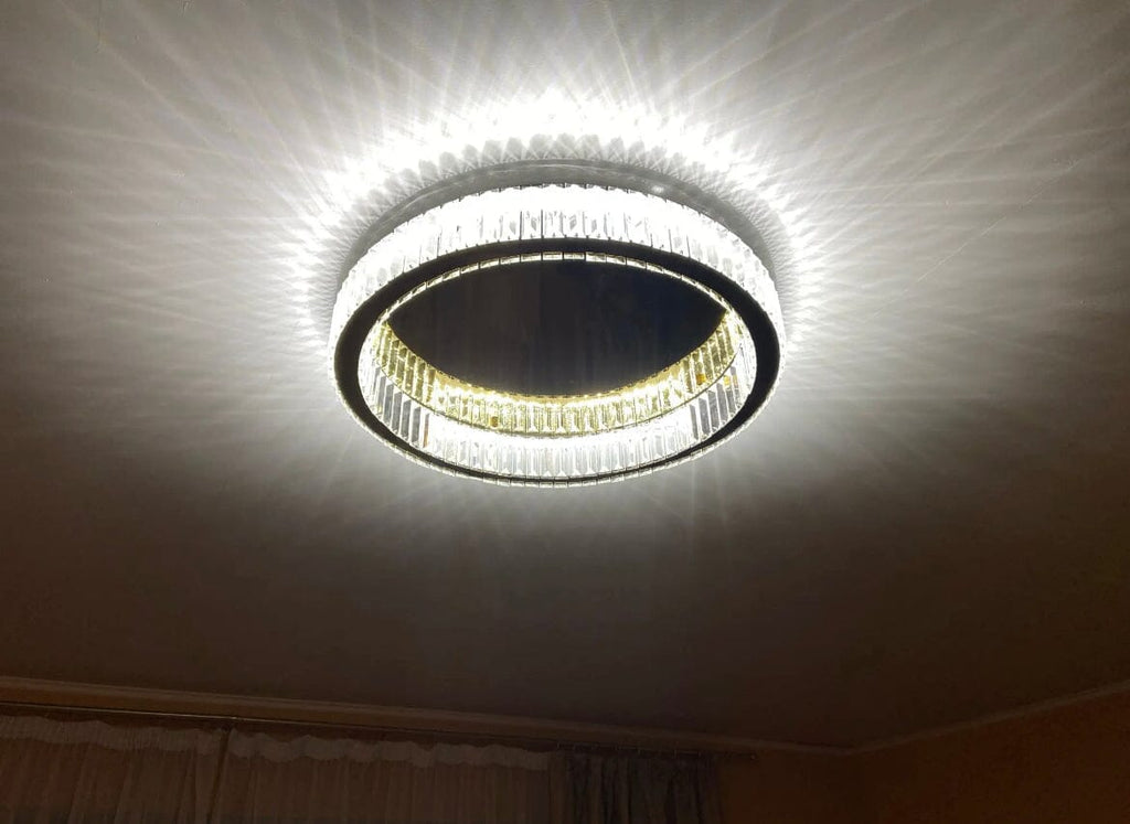 Aurelle Ring Crystal Chandelier For Living Spaces Modern Ceiling Fixture