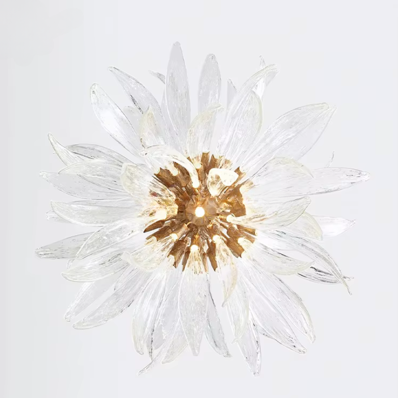 Aurelia Sunflower Glass Chandelier With Copper Body And LED Glow