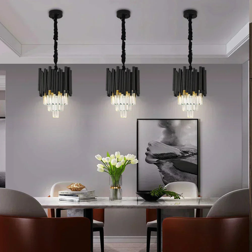 Aurelia Black Crystal Pendant Light in Durable Aluminum