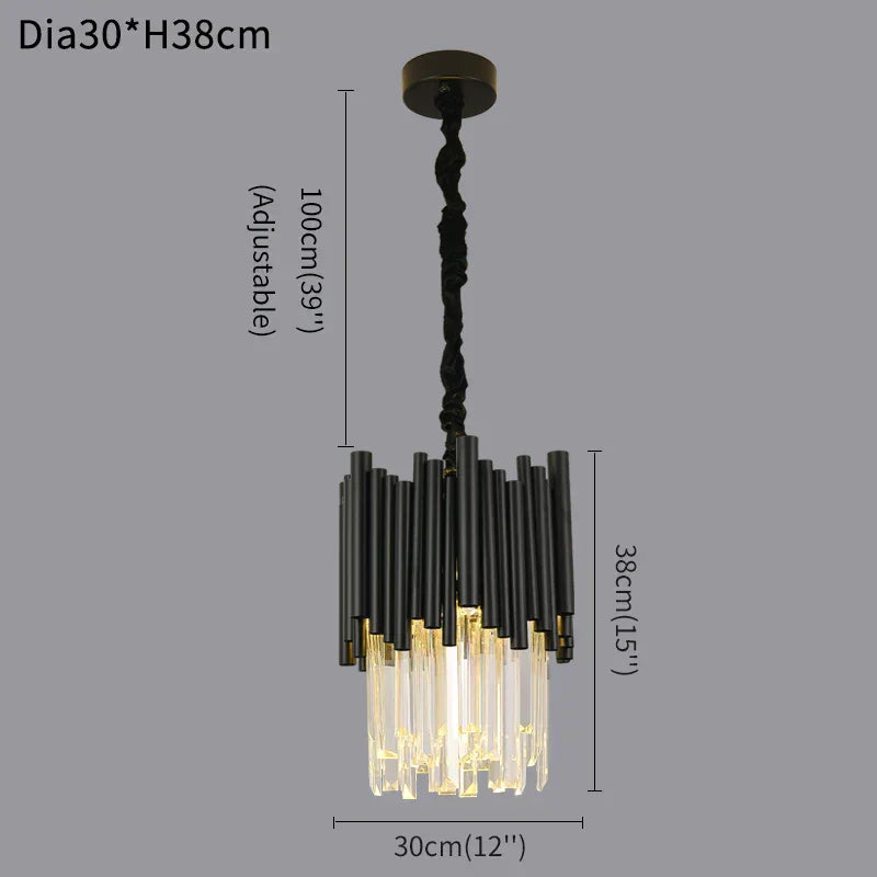 Aurelia Black Crystal Pendant Light in Durable Aluminum