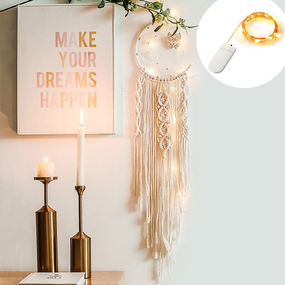 Lunara Boho Macrame Dream Catcher With Soft LED Lights