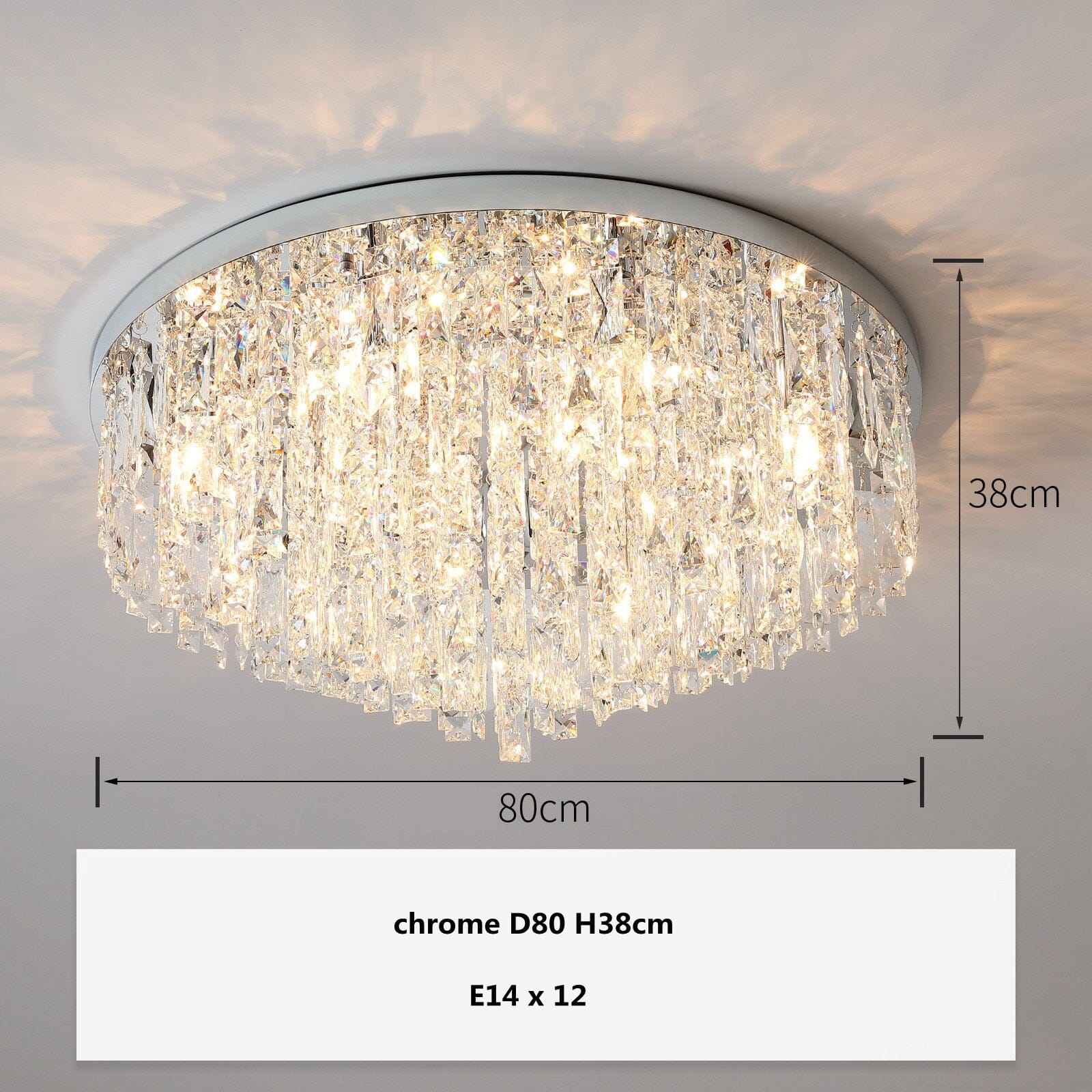 Lyra Crystal Surface Mount Lamp With Diamond Facets And Soft Glow