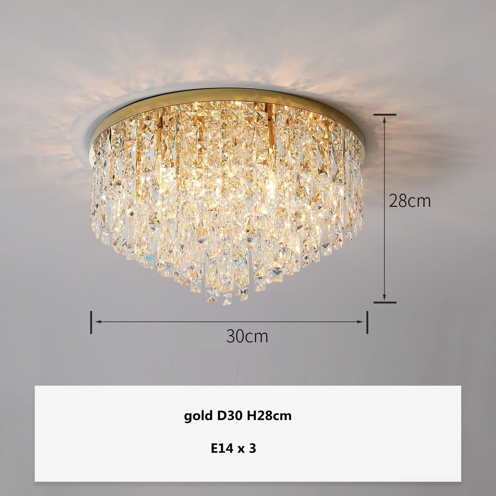 Lyra Crystal Surface Mount Lamp With Diamond Facets And Soft Glow