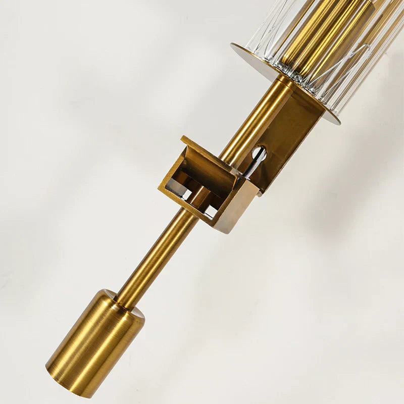 Aurelia Copper Base Wall Lamp With Edison Ribbed Glass Cylinders