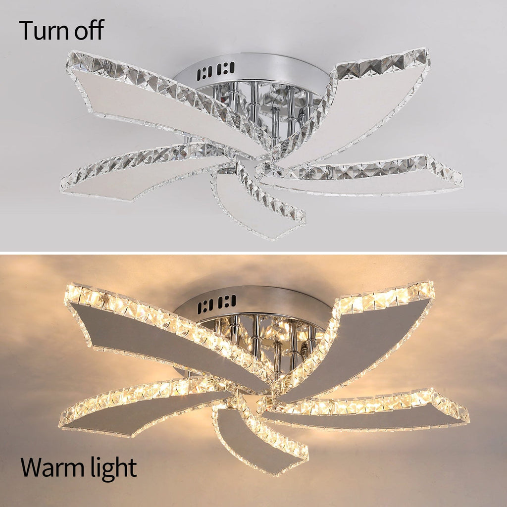 Kirnova Three Ring Crystal Ceiling Light With Clear Crystals