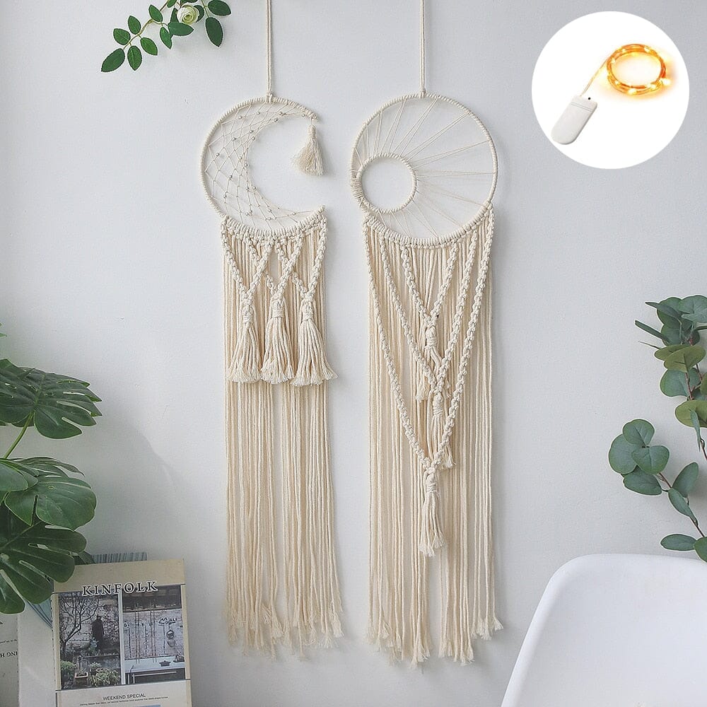 Lunara Boho Macrame Dream Catcher With Soft LED Lights