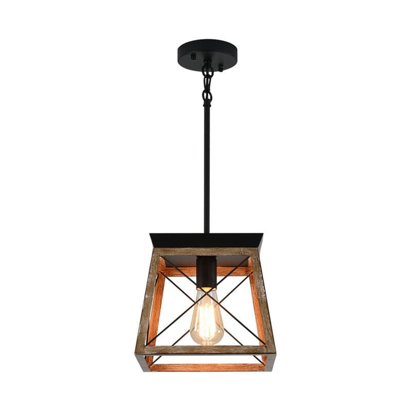 Asteron Vintage Industrial Chandelier With Square Metal Frame