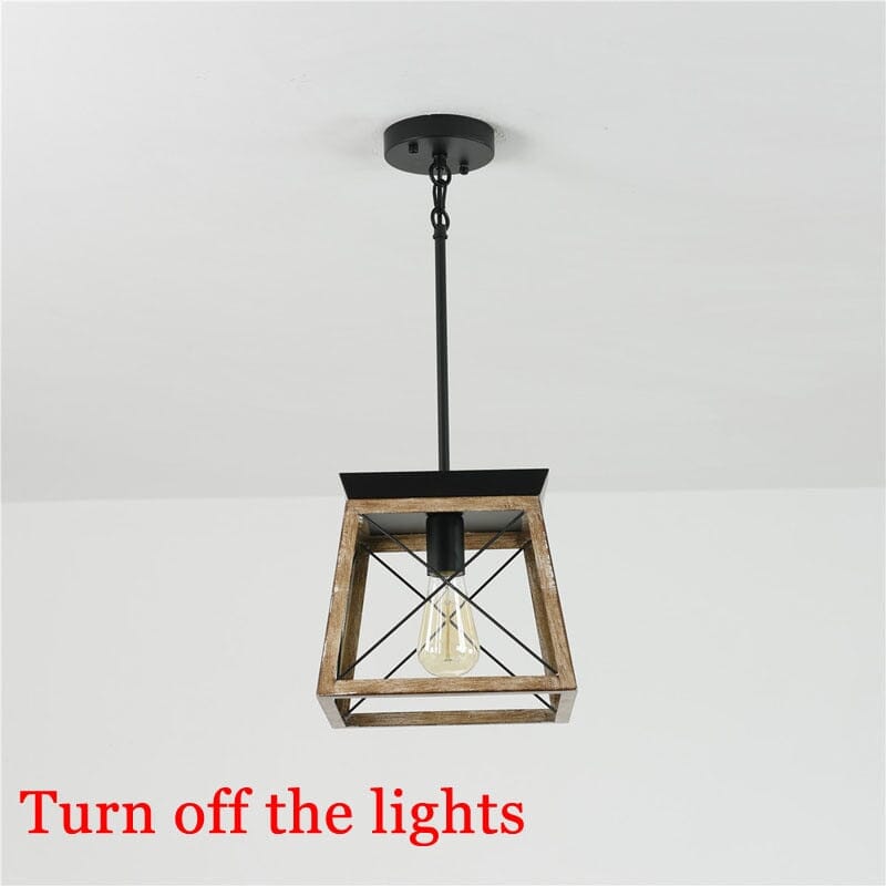 Asteron Vintage Industrial Chandelier With Square Metal Frame