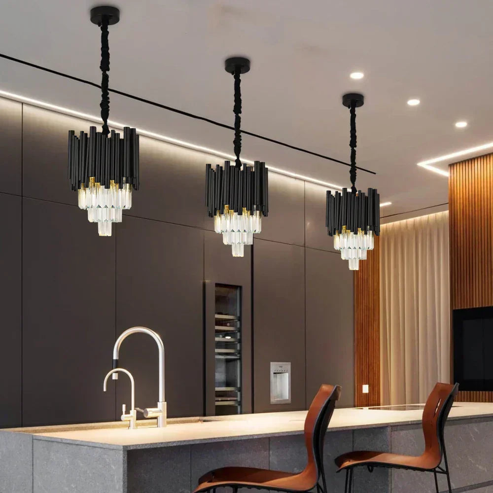 Aurelia Black Crystal Pendant Light in Durable Aluminum