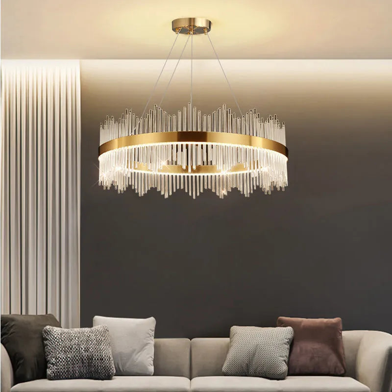 Astraeon Crystal Chandelier with Clear Glass Shade for Warm Enduring Glow