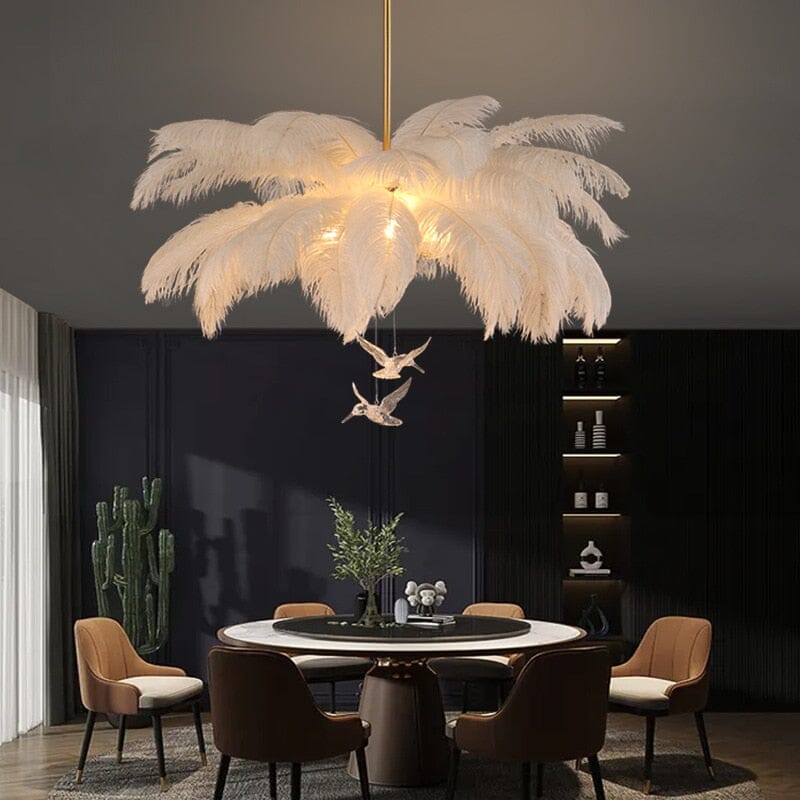 Aurelia Feather Chandelier Contemporary LED With Adjustable Length