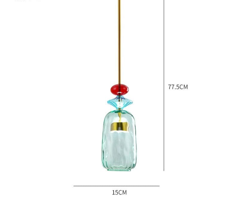 Lyra Candy Pendant Light in Brass and Glass Nordic Inspired