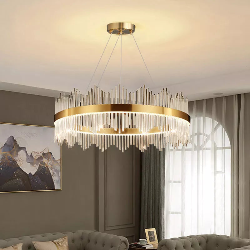 Astraeon Crystal Chandelier with Clear Glass Shade for Warm Enduring Glow