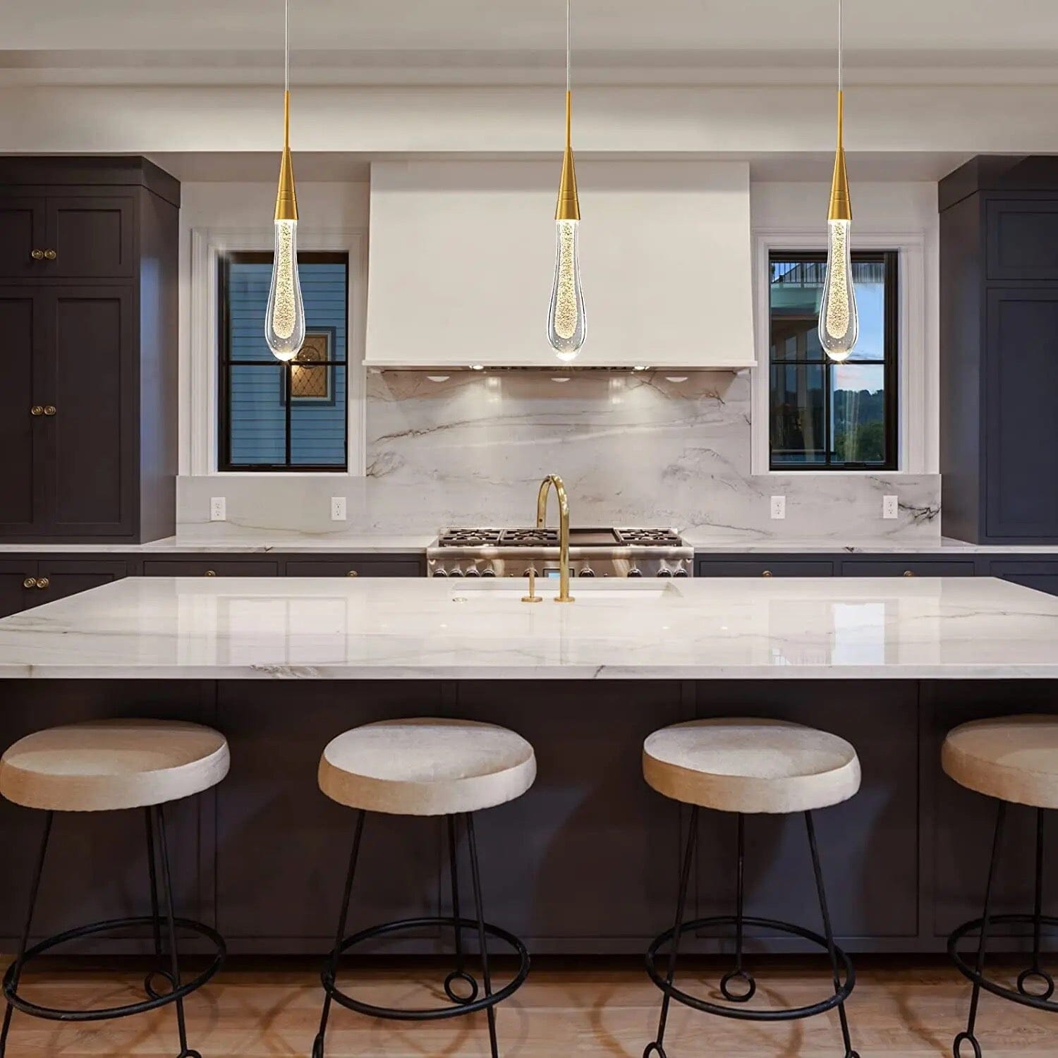 Aurora Golden Droplet Crystal Pendant Lights for Homes and Offices