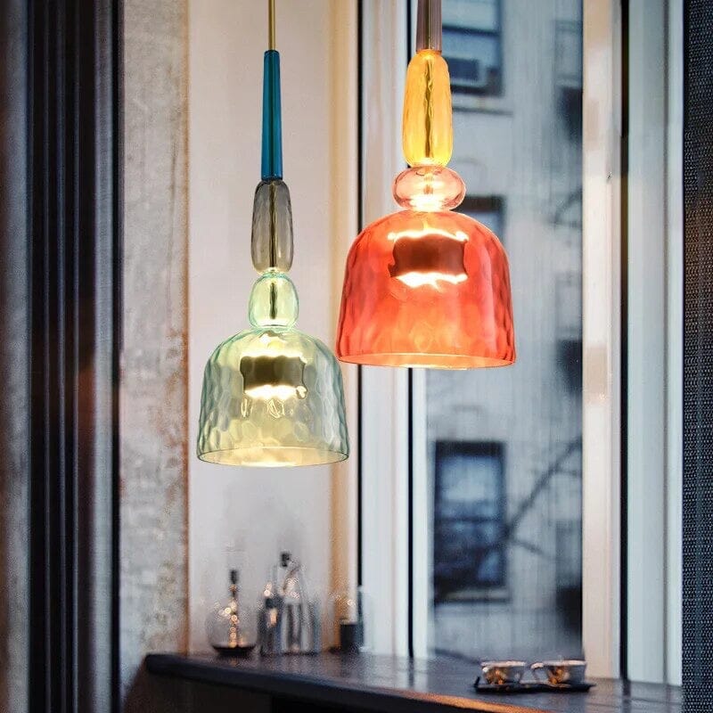 Lyra Candy Pendant Light in Brass and Glass Nordic Inspired