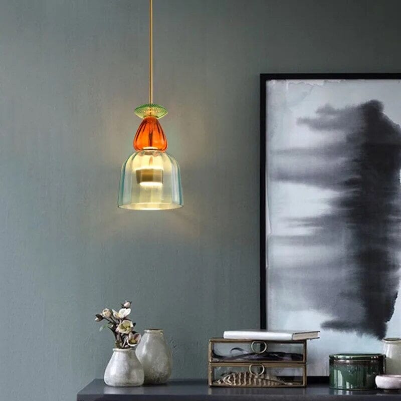 Lyra Candy Pendant Light in Brass and Glass Nordic Inspired