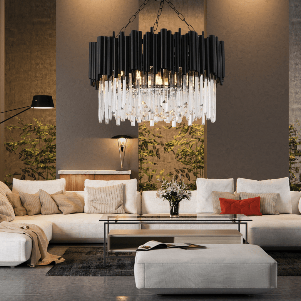 LustreNova Crystal Chandelier Collection in Matte Black Finish