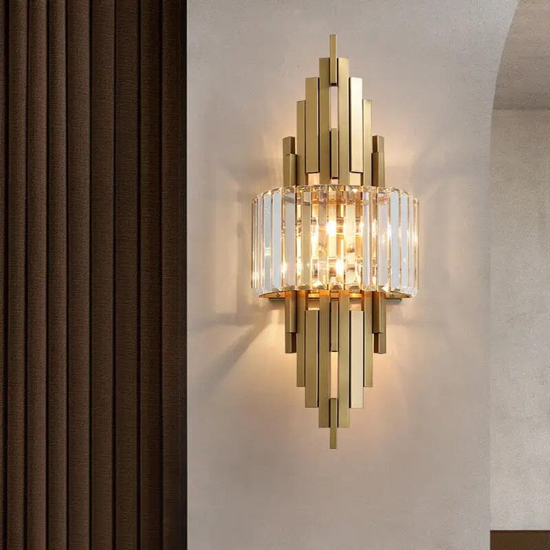 Liora Gold Crystal Wall Sconce Mini Chandelier for Small Rooms