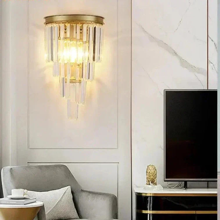 Lumerra Crystal Wall Light Fixture With Warm Glow Elegance
