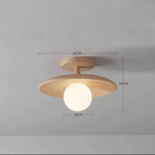 Azura Bamboo and Wood Ceiling Lamp Handcrafted LED Light Surface Mounted