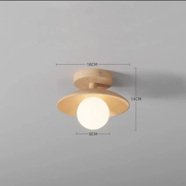 Azura Bamboo and Wood Ceiling Lamp Handcrafted LED Light Surface Mounted