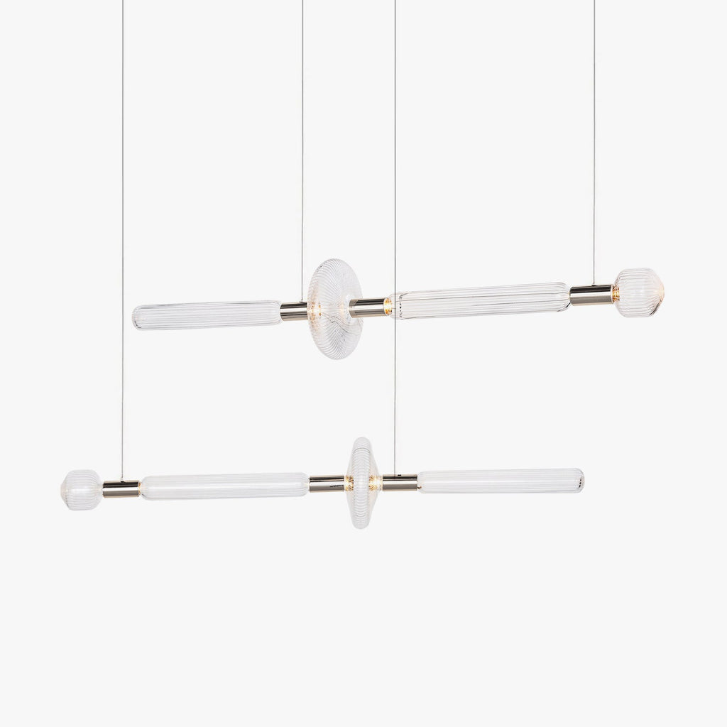Astraelle Tubular Pendant Light With Hand Blown Crystal Cylinders